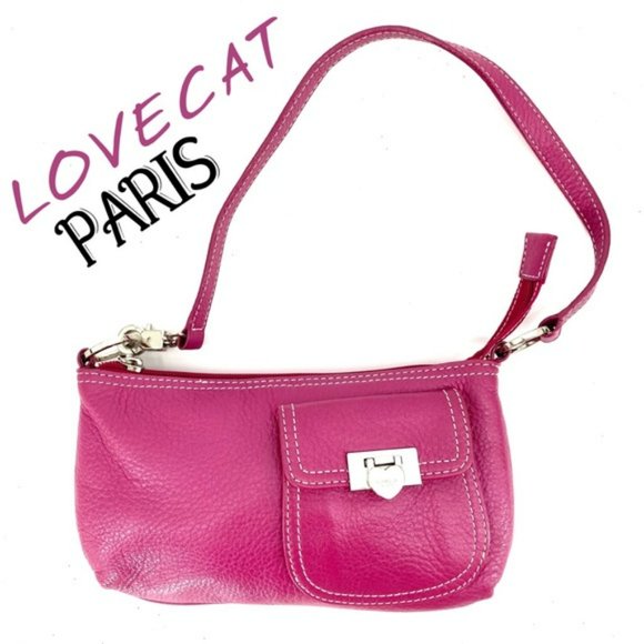 LOVECAT PARIS Women’s Magenta Pink Pebbled Leather Handbag - Picture 1 of 6
